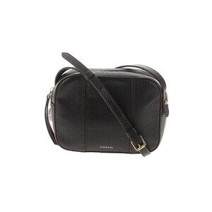 Fossil Gemma Black Camera Bag Pebbled Leather Crossbody